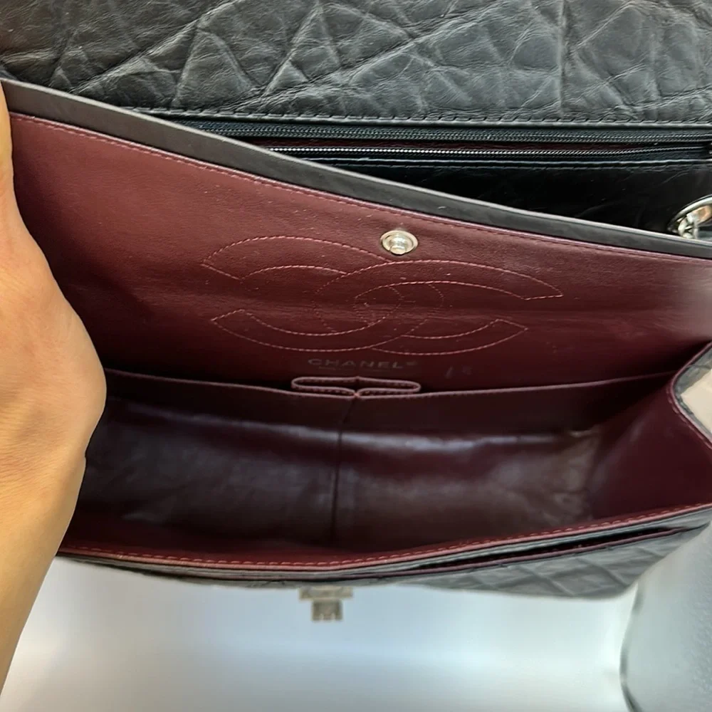 Chanel 2.55 Reissue 227 – Black Aged Calfskin, Ruthenium Hardware – Double Flap